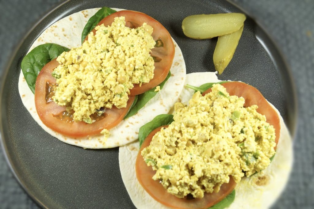 Tofu chickpea salad filling for sandwiches and wraps