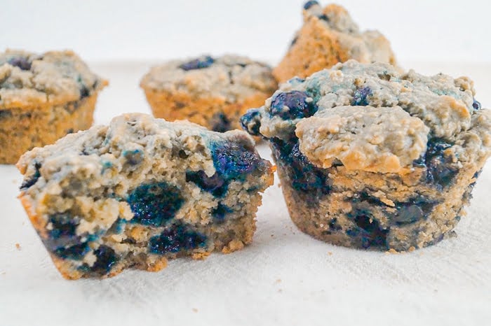 Vegan Blueberry Oat Tahini Muffins