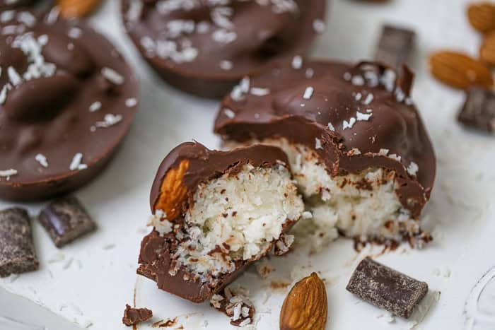 easy best healthy Vegan Almond Joy Coconut Candy Cups recipe