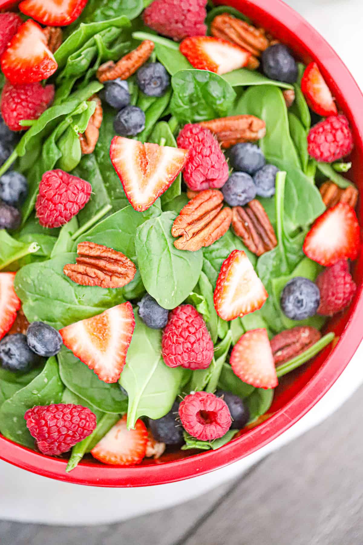 vegan Berry Spinach Salad with Strawberry Salad Dressing recipe