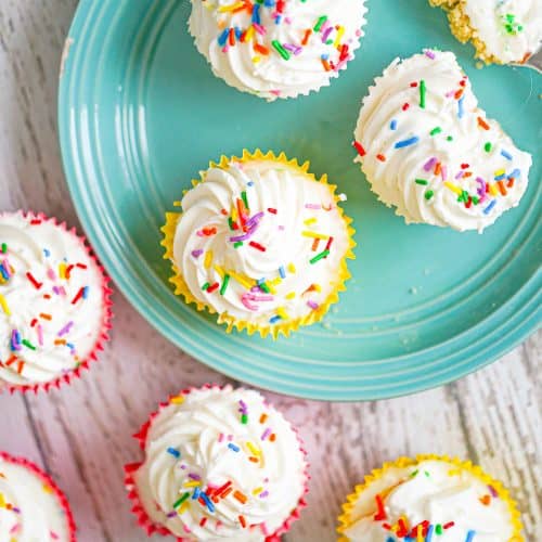 Vegan Mini Sprinkle Cheesecakes