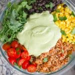 Easy Mexican Rice Bowl with Avocado Ranch Dressing