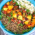 Peach Quinoa Brown Rice Arugula Salad