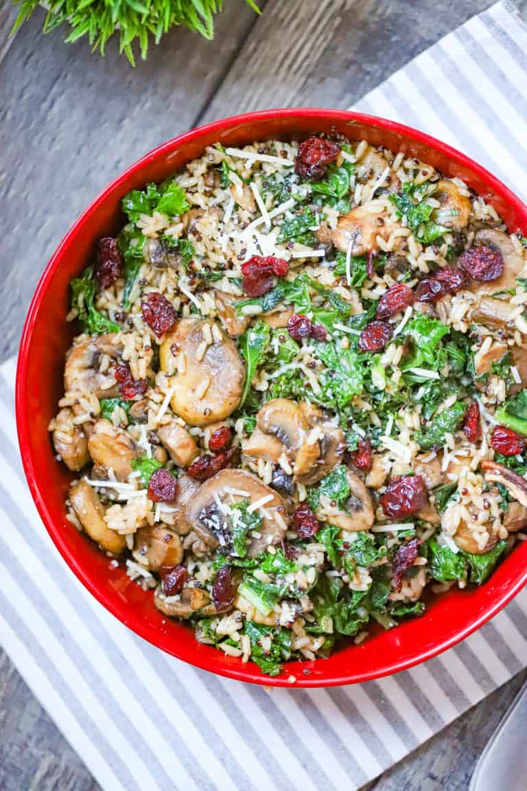 Kale Mushroom Quinoa Bowl (High Protein, Vegan)
