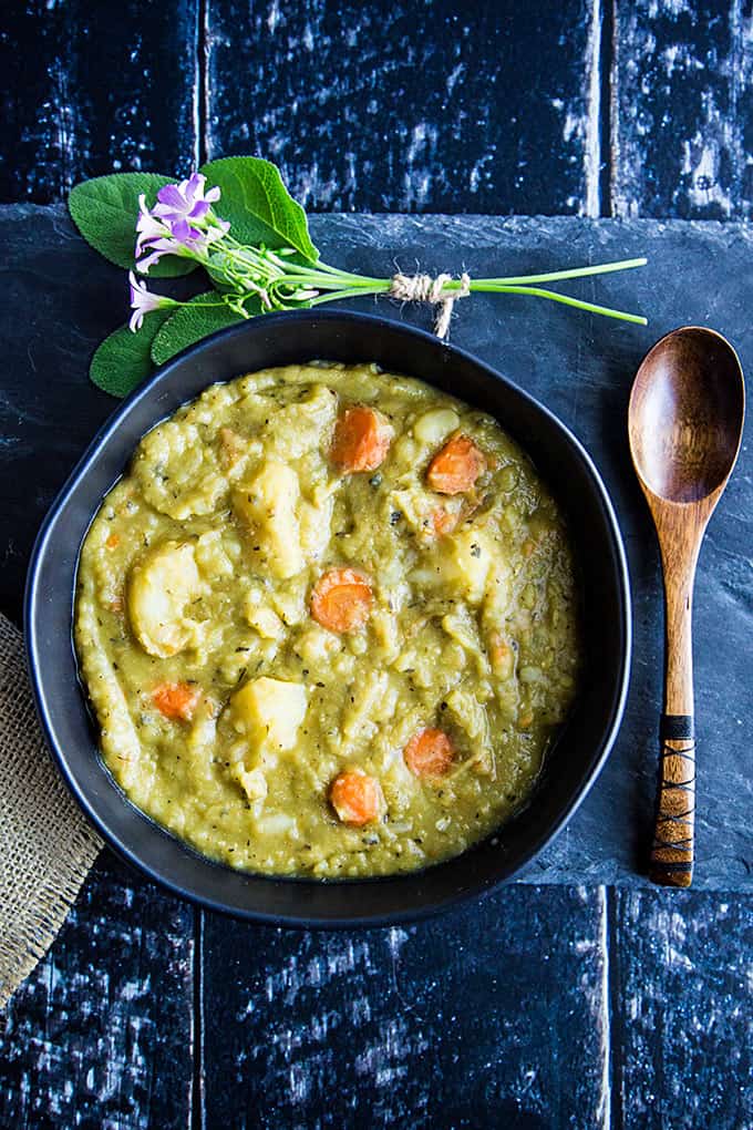 thick and hearty split pea soup in Instant Pot