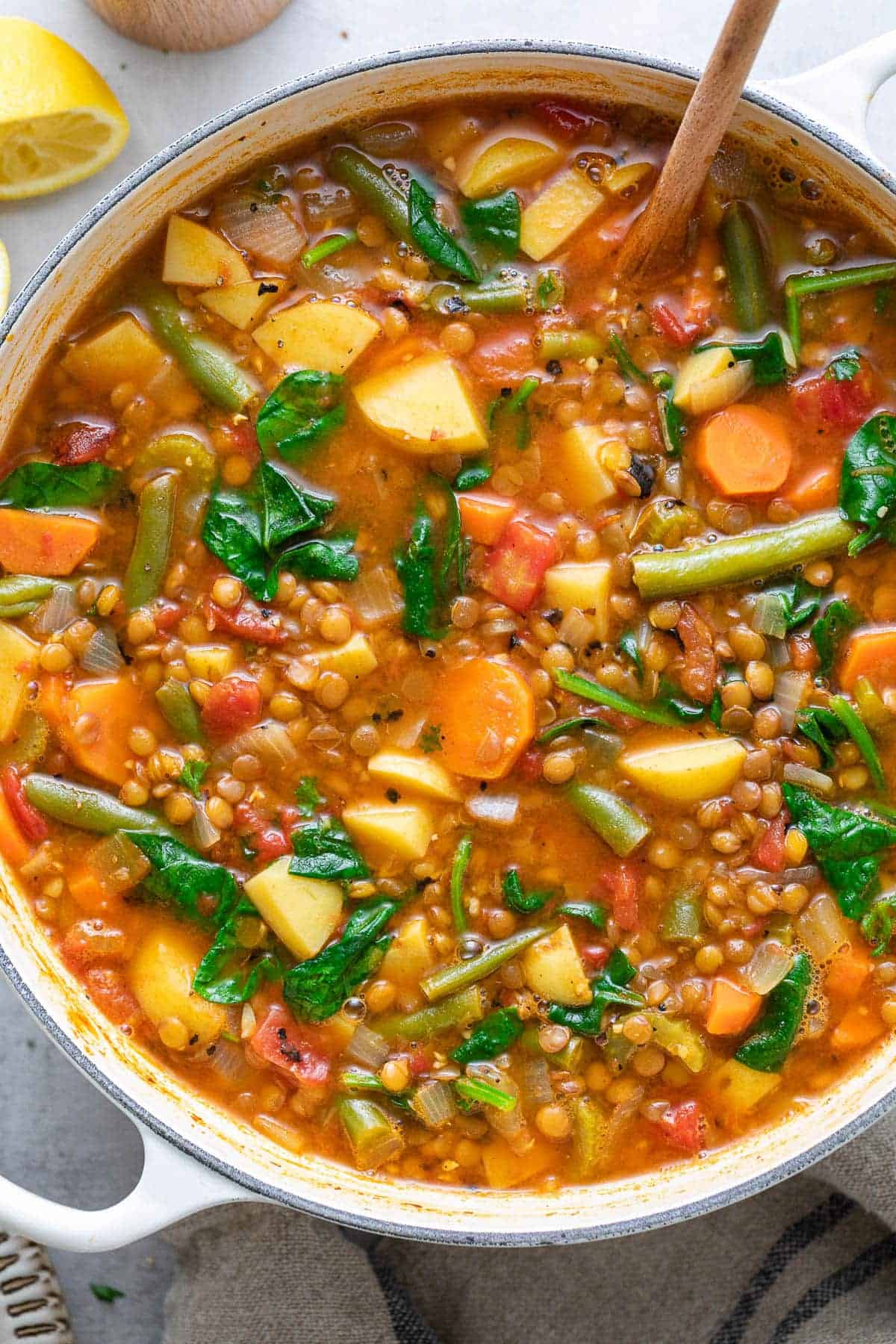 hearty vegan lentil soup in Instant Pot