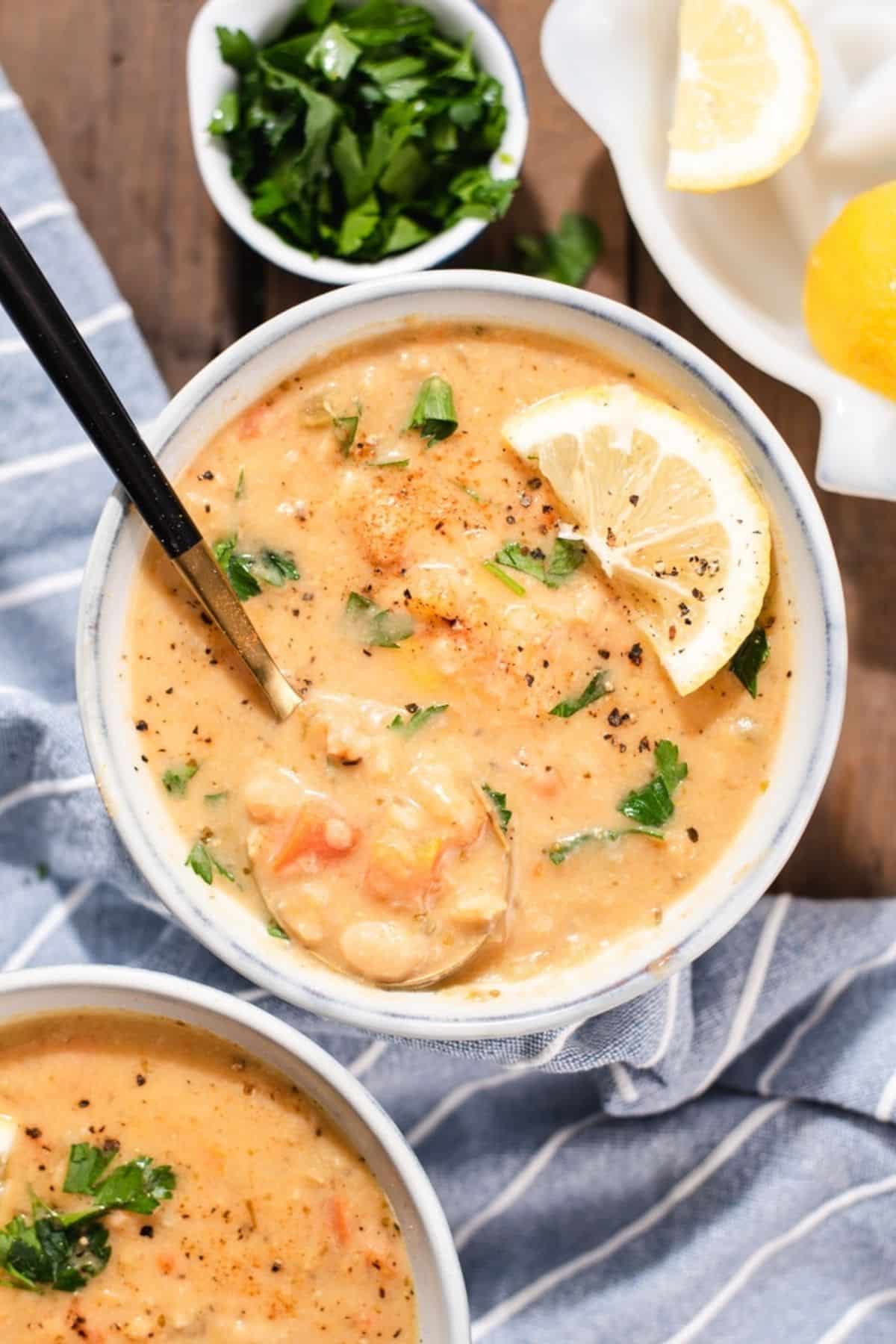 creamy vegan white bean soup in Instant Pot
